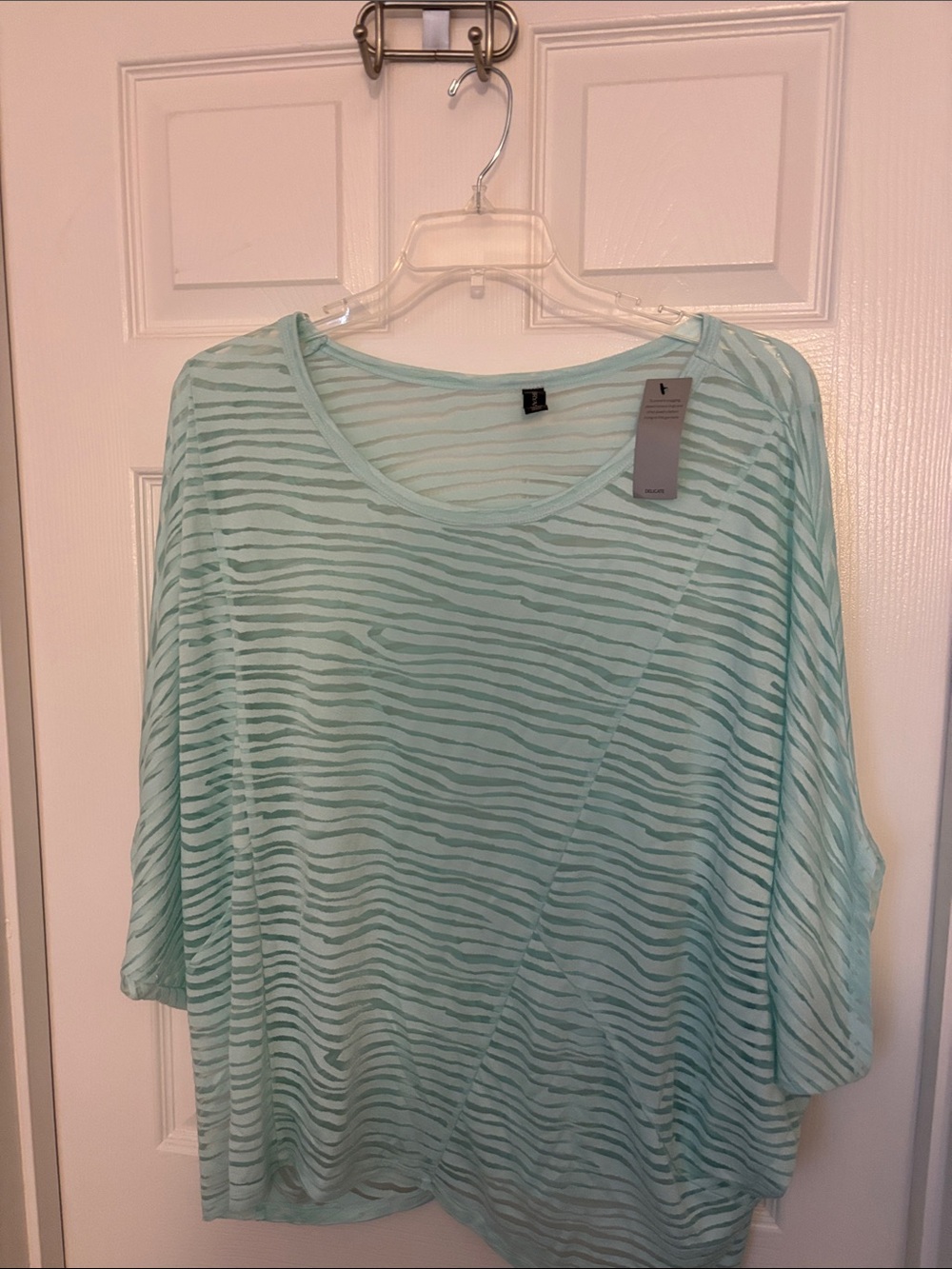 Lane Bryant Light Mint Sheer Striped Blouse